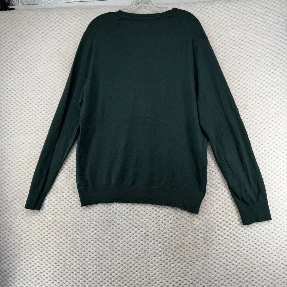 Banana Republic V-Neck Sweater Men Large Green Silk Cotton Cashmere Luxury Blend